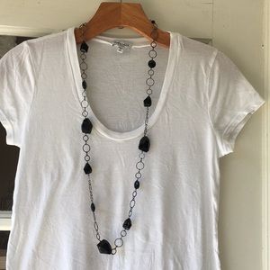Black bubble long chain necklace